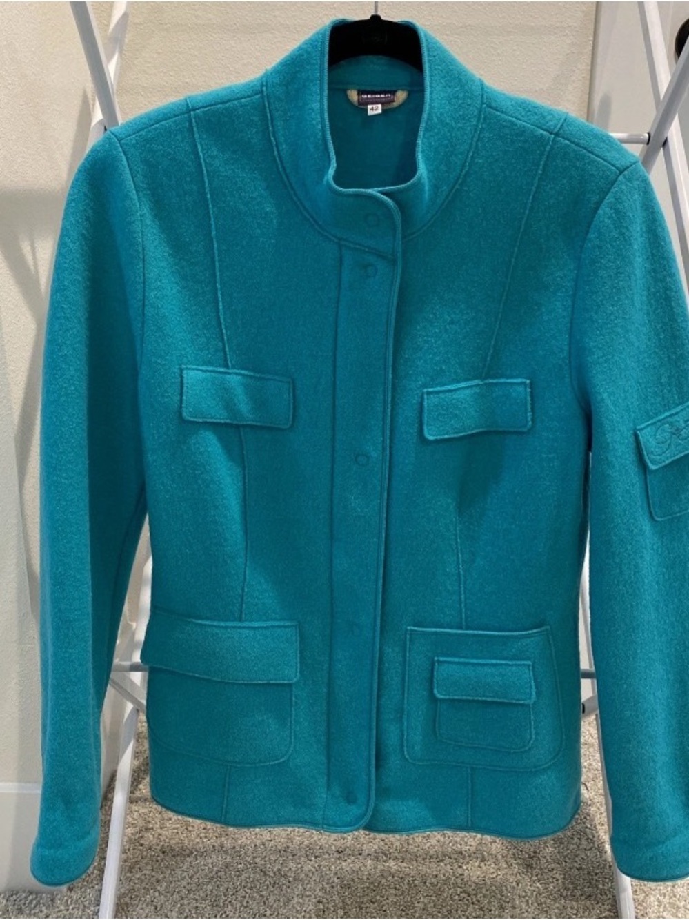 Austrian Boiled Wool Military-Inspired Jacket US Size 10 Teal